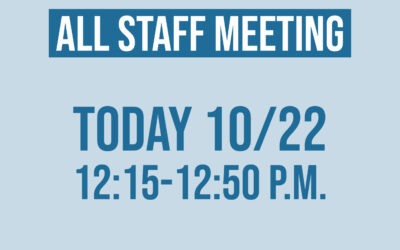 Manet All Staff Meeting, Thursday, Oct. 22, 12:-15 -12:50 p.m.