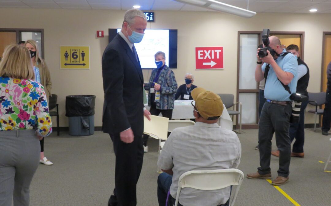 Governor Baker., Lt. Governor Polito and Secretary Sudders Visit Manet Vaccine Clinic