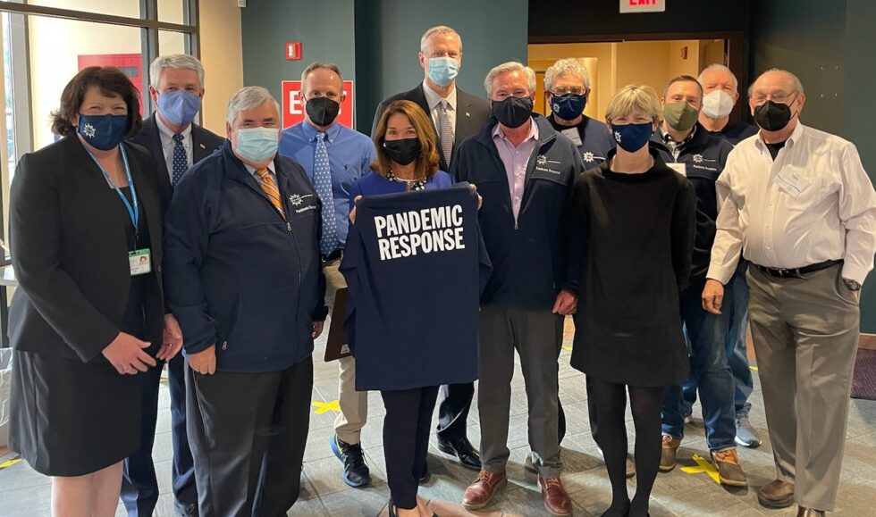 Governor Baker., Lt. Governor Polito and Secretary Sudders