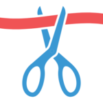 Scissors cutting ribbon